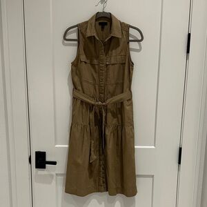 J. Crew Sleeveless Green Khaki Midi Dress
